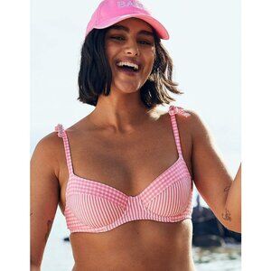 NEW Aerie Pink Seersucker Underwire Bikini Top